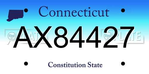 AX84427 Connecticut License Plate