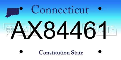 AX84461 Connecticut License Plate