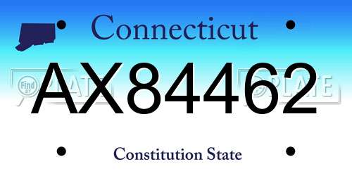 AX84462 Connecticut License Plate