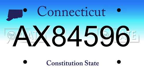 AX84596 Connecticut License Plate