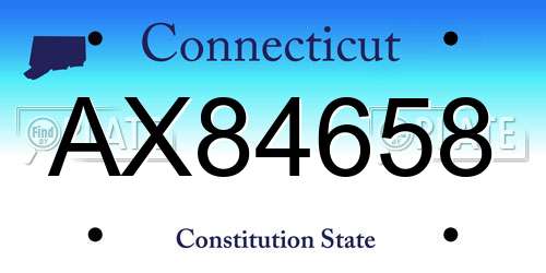 AX84658 Connecticut License Plate