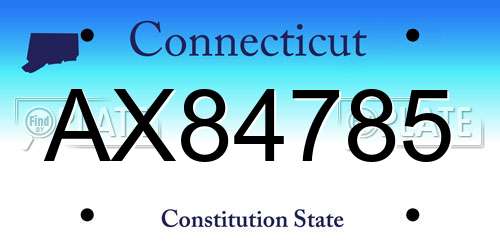 AX84785 Connecticut License Plate