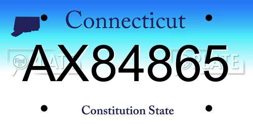AX84865 Connecticut License Plate