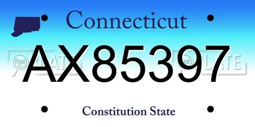 AX85397 Connecticut License Plate