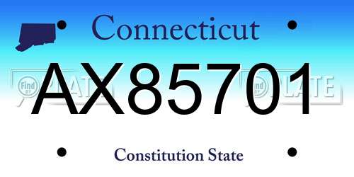AX85701 Connecticut License Plate