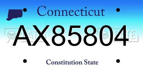 AX85804 Connecticut License Plate