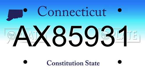 AX85931 Connecticut License Plate