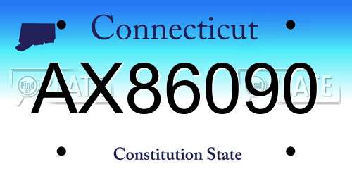 AX86090 Connecticut License Plate