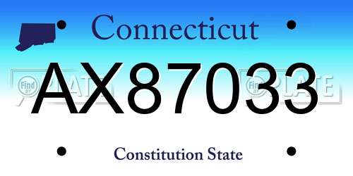 AX87033 Connecticut License Plate