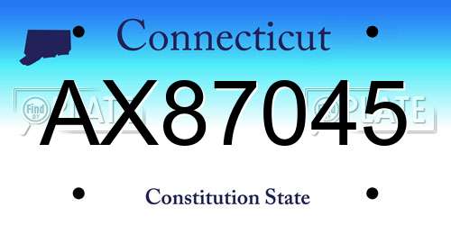 AX87045 Connecticut License Plate