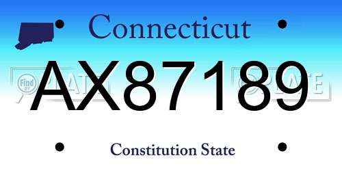 AX87189 Connecticut License Plate