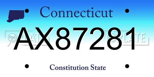 AX87281 Connecticut License Plate