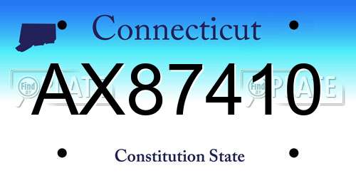 AX87410 Connecticut License Plate