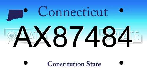 AX87484 Connecticut License Plate