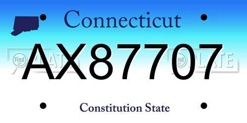 AX87707 Connecticut License Plate