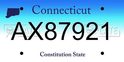 AX87921 Connecticut License Plate