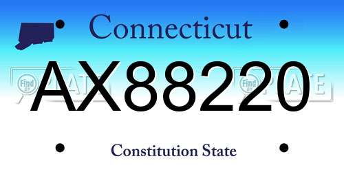 AX88220 Connecticut License Plate