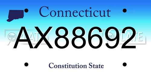 AX88692 Connecticut License Plate