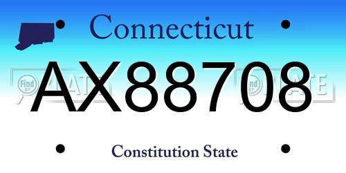 AX88708 Connecticut License Plate