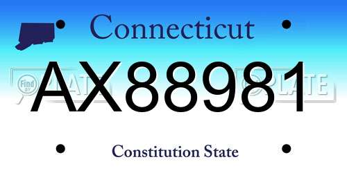 AX88981 Connecticut License Plate
