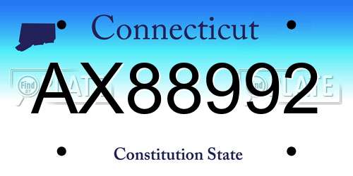AX88992 Connecticut License Plate