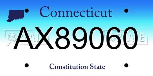 AX89060 Connecticut License Plate