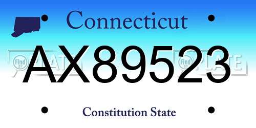 AX89523 Connecticut License Plate