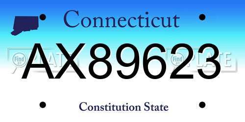 AX89623 Connecticut License Plate