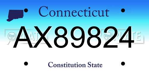 AX89824 Connecticut License Plate