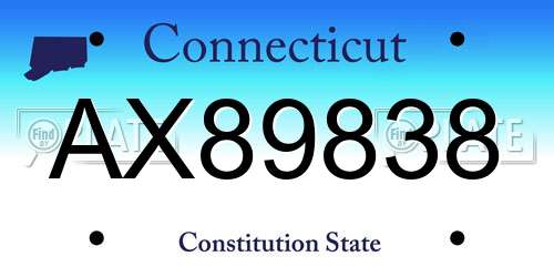 AX89838 Connecticut License Plate