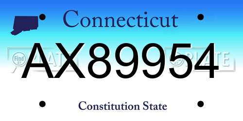 AX89954 Connecticut License Plate