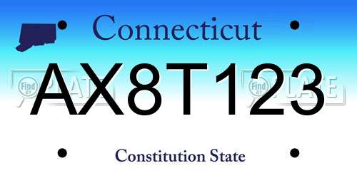 AX8T123 Connecticut License Plate