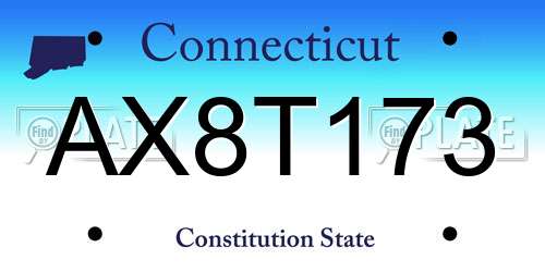 AX8T173 Connecticut License Plate