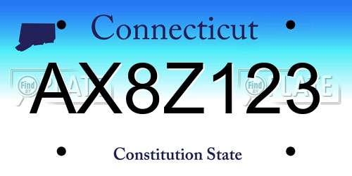 AX8Z123 Connecticut License Plate