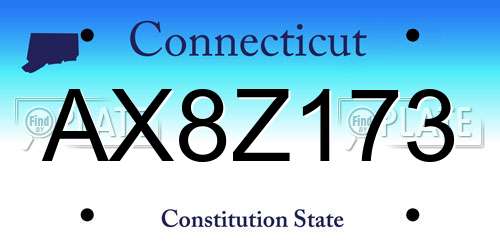 AX8Z173 Connecticut License Plate