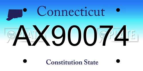 AX90074 Connecticut License Plate