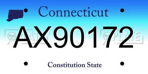AX90172 Connecticut License Plate