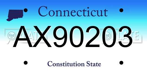 AX90203 Connecticut License Plate