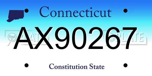 AX90267 Connecticut License Plate