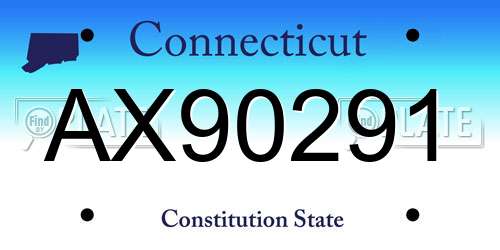 AX90291 Connecticut License Plate