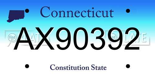 AX90392 Connecticut License Plate