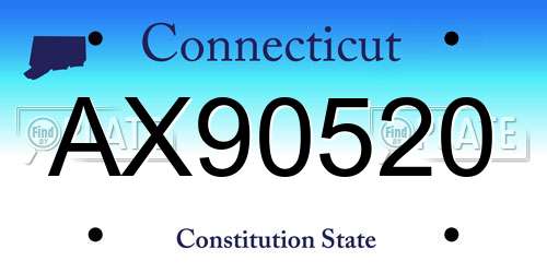 AX90520 Connecticut License Plate