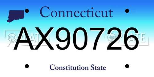 AX90726 Connecticut License Plate