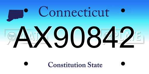 AX90842 Connecticut License Plate