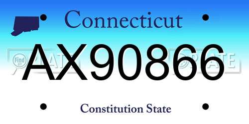 AX90866 Connecticut License Plate