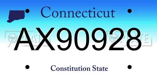 AX90928 Connecticut License Plate