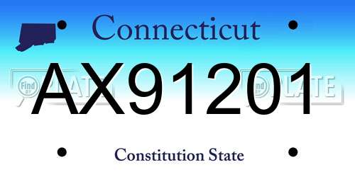 AX91201 Connecticut License Plate