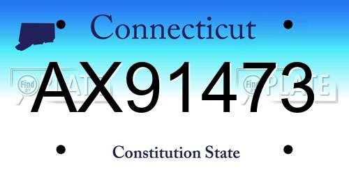 AX91473 Connecticut License Plate