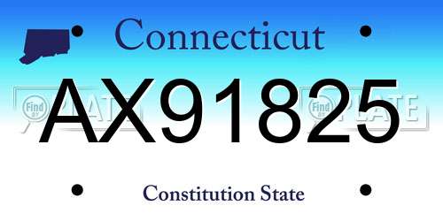 AX91825 Connecticut License Plate