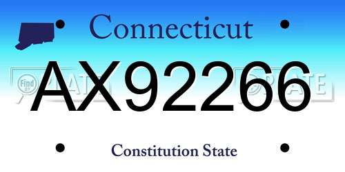 AX92266 Connecticut License Plate